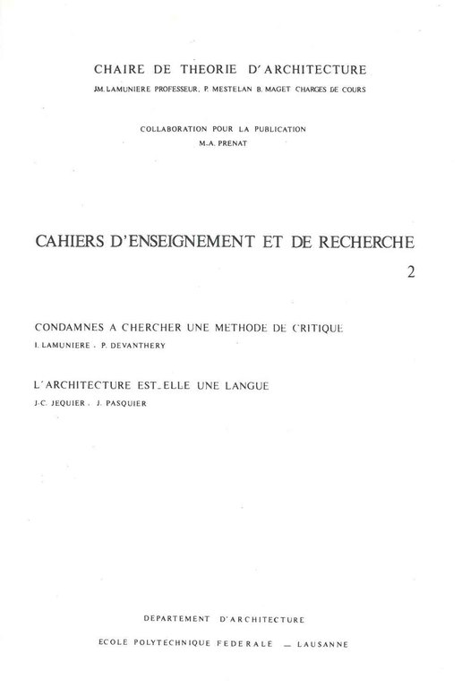 Cahiers d'enseignement et de recherche