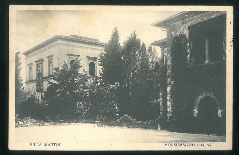 Cartolina illustrata in b/n con Villa Martini, Monsummano,(Lucca); spedita allo …