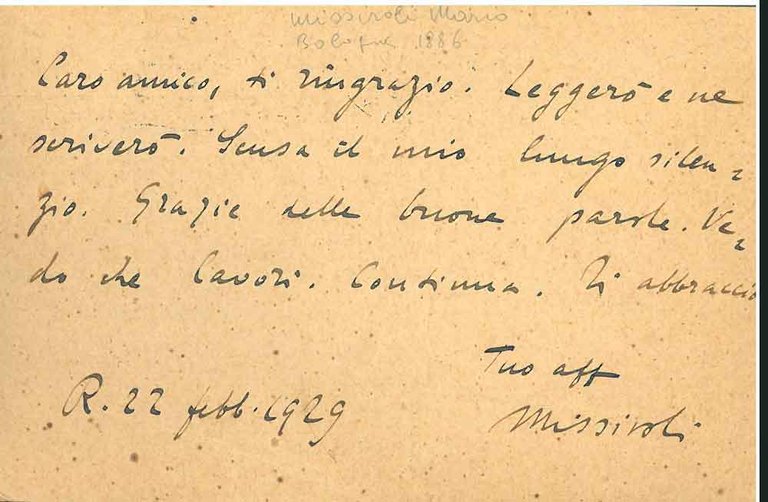 Cartolina postale con intestazione: "Il Popolo di Roma: Giornale politico …