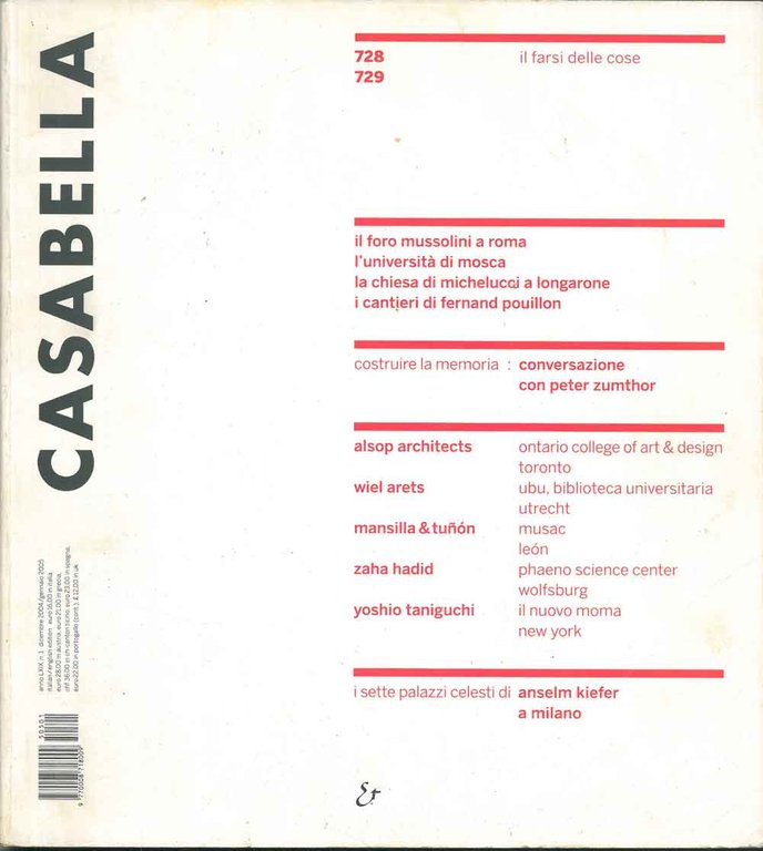 Casabella Rivista internazionale di architettura; International Architectural Review, dicembre 2004, …