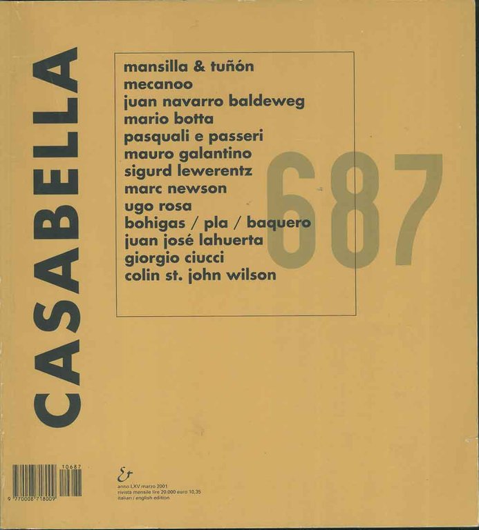 Casabella Rivista internazionale di architettura; International Architectural Review, marzo 2001, … | Immagine Gallery 2