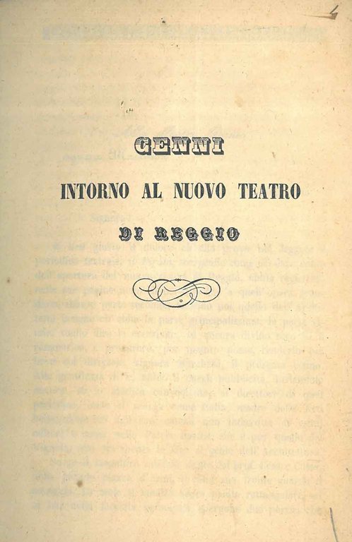 Cenni intorno al nuovo teatro di Reggio Estratto dal "Messaggere …