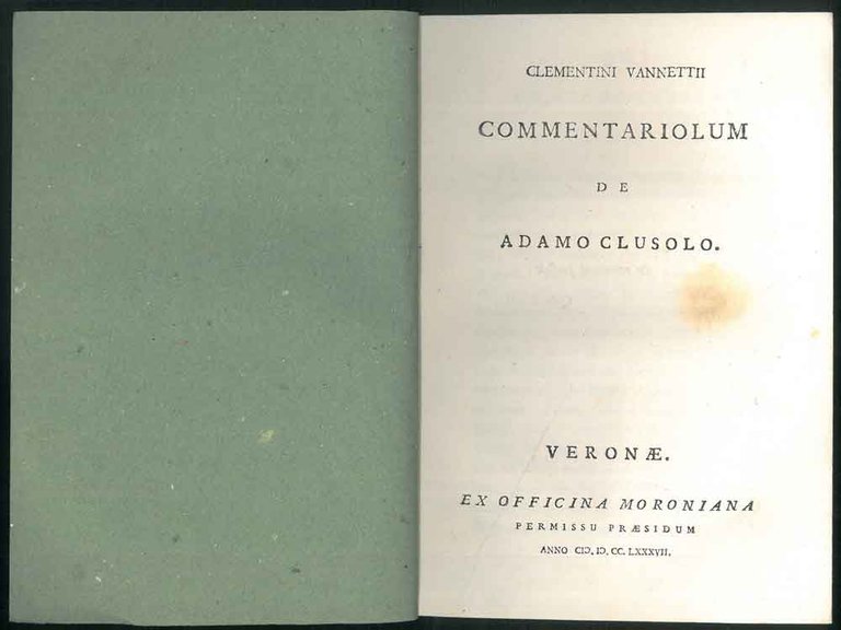 Clementini Vannettii commentariolum de Adamo Clusolo