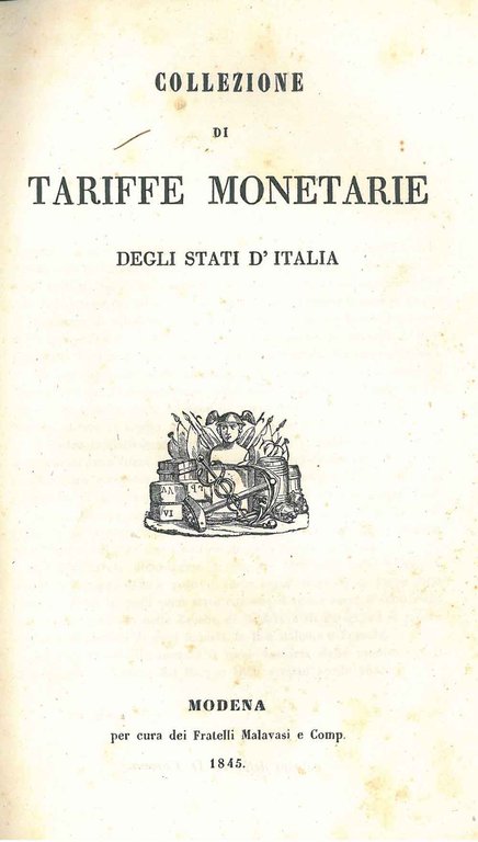 Collezione delle tariffe monetarie degli stati d'Italia