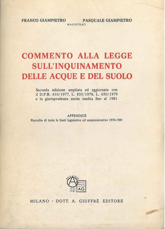 Commento alla legge sull'inquinamento delle acque del suolo
