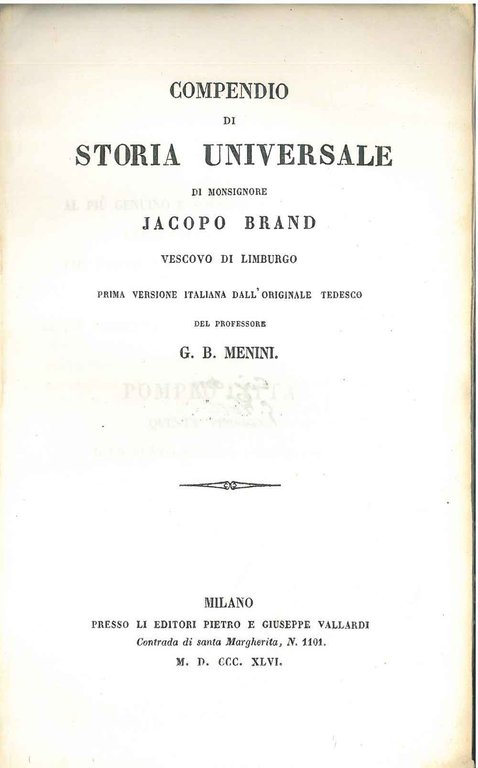 Compendio di storia universale. Prima versione italiana di G. B. …