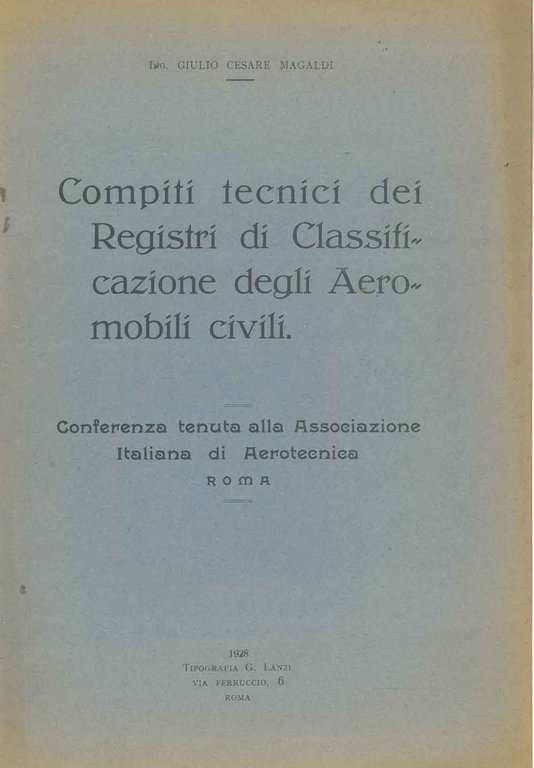 Compiti tecnici dei registri di classificazione degli aeromobili civili