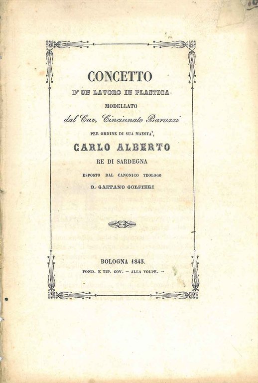 Concetto d'un lavoro in plastica modellato dal cav. Cincinnato Baruzzi …