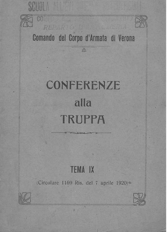 Conferenze alla truppa. Tema IX. La patria. Comando del Corpo …