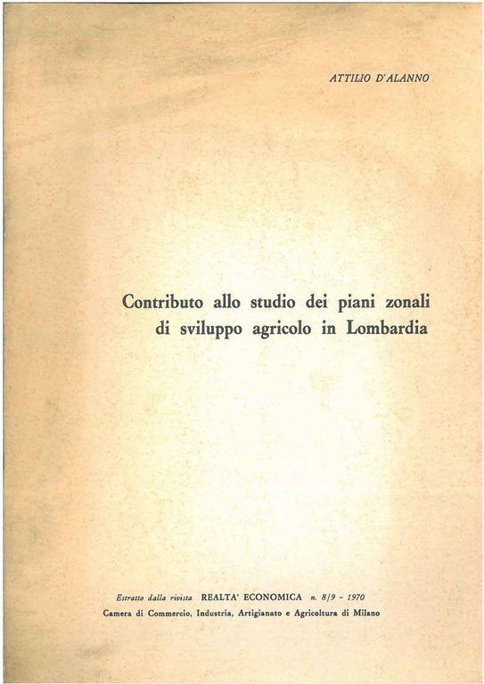 Contributo allo studio dei piani zonali di sviluppo agricolo in …