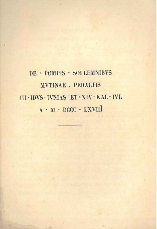 De pompis sollemnibus Mutinae peractis III idus iunias et XIV …
