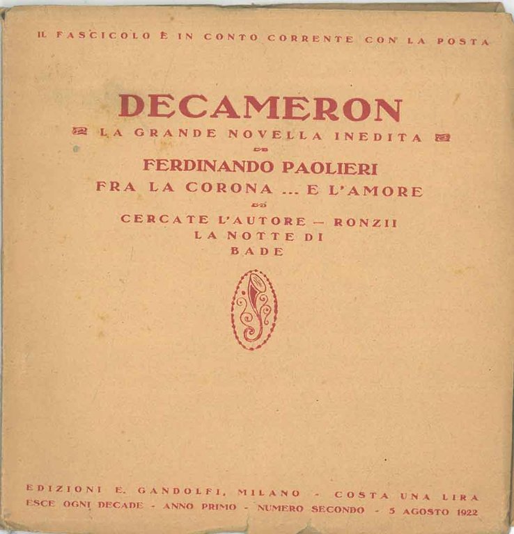 Decameron. La grande novella inedita. Fra la Corona. e l'amore. …