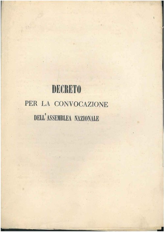 Decreto per la convocazione dell'assemblea nazionale