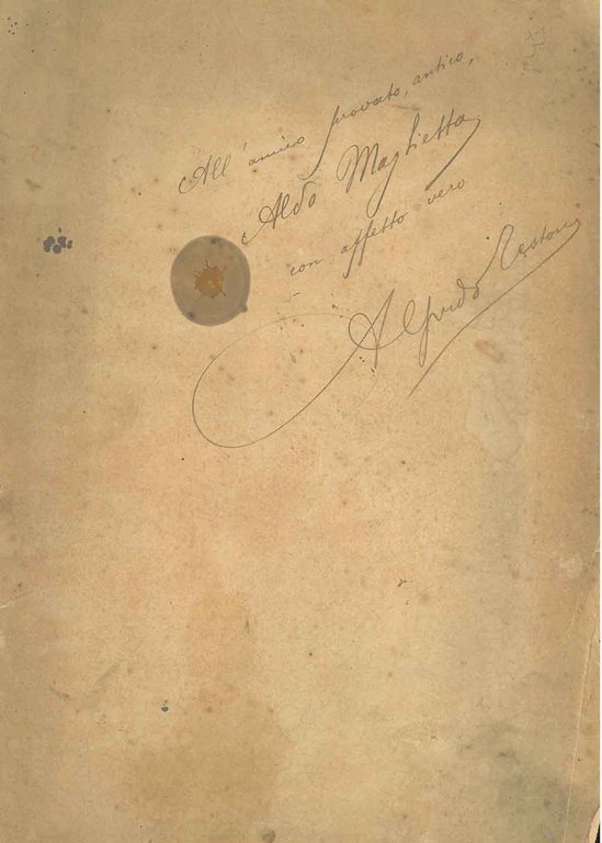 Dedica di 3 righe autografe e firmate da Testoni, su …