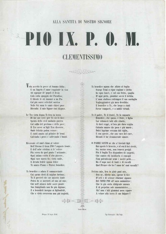 Dedica di Masini a Gaetano Giordani al retro di un …