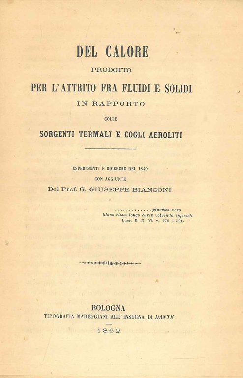 Del calore prodotto per l'attrito fra fluidi e solidi in …
