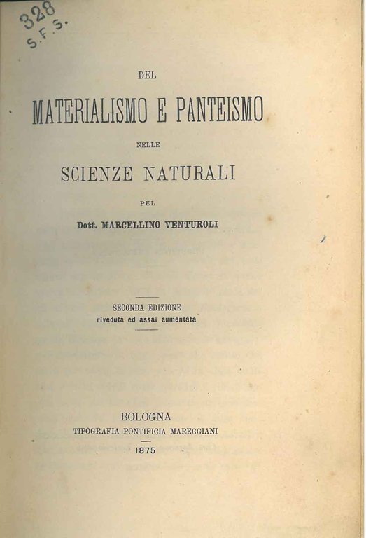Del materialismo e panteismo nelle scienze naturali. Seconda edizione riveduta …