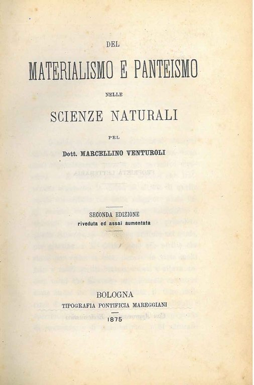 Del materialismo e pantesimo nelle scienze naturali. Seconda Edizione riveduta …