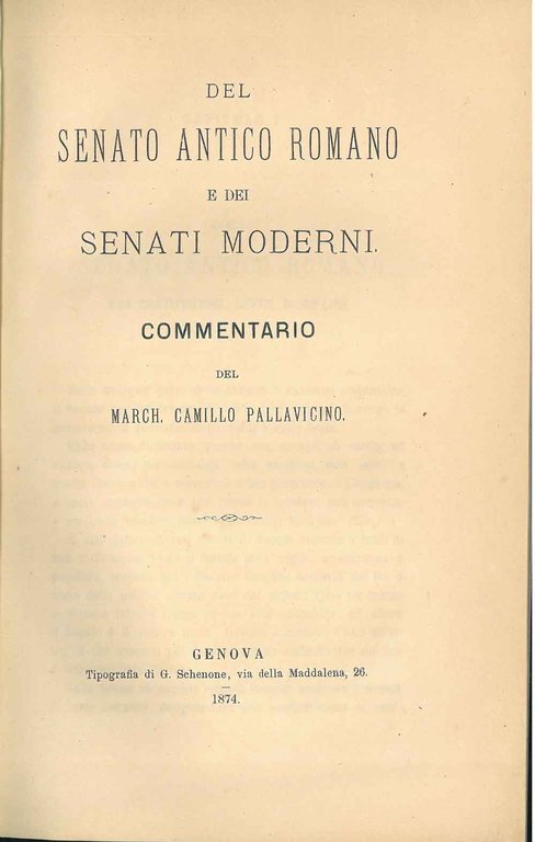 Del Senato antico romano e dei senati moderni