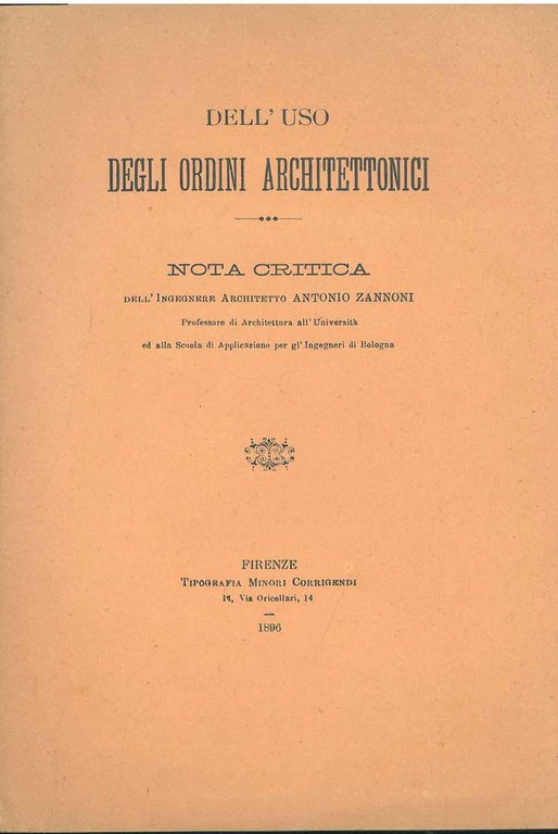 Dell'uso degli ordini architettonici. Nota critica
