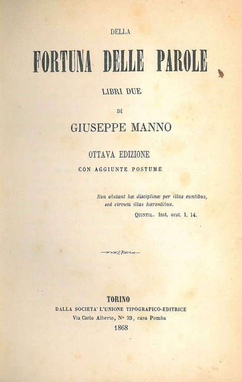 Della fortuna delle parole libri due. Ottava edizione con aggiunte …