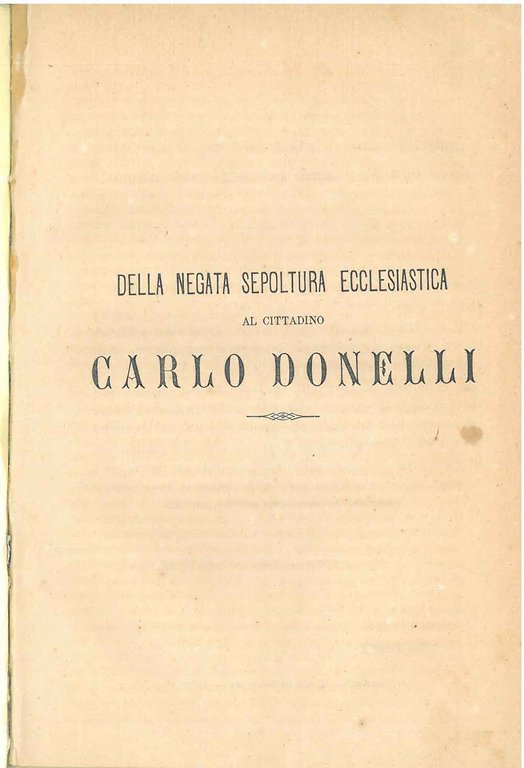 Della negata sepoltura ecclesiastica al cittadino Carlo Donelli
