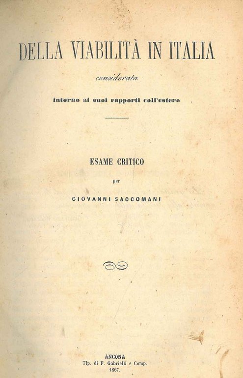 Della viabilità considerata intorno ai suoi rapporti coll'estero
