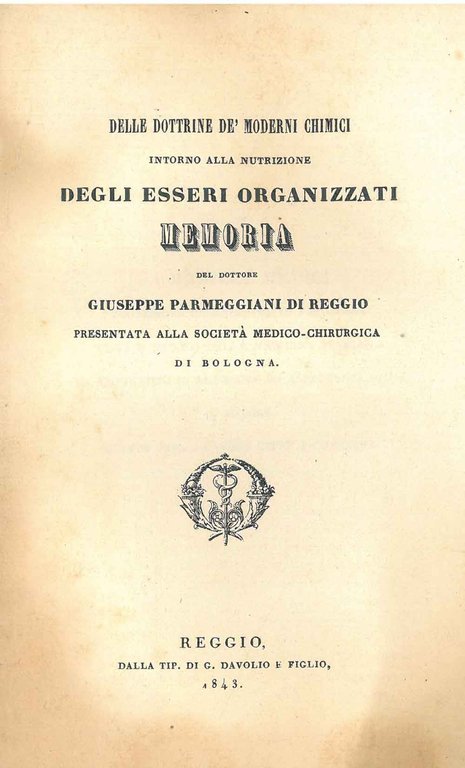 Delle dottrine de' moderni chimici intorno alla nutrizione degli esseri …
