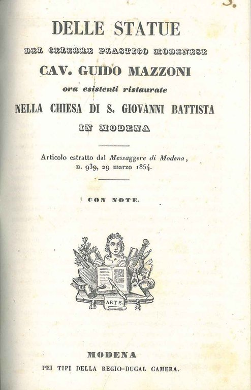 Delle statue del celebre plastico modenese Cav. Guido Mazzoni ora …