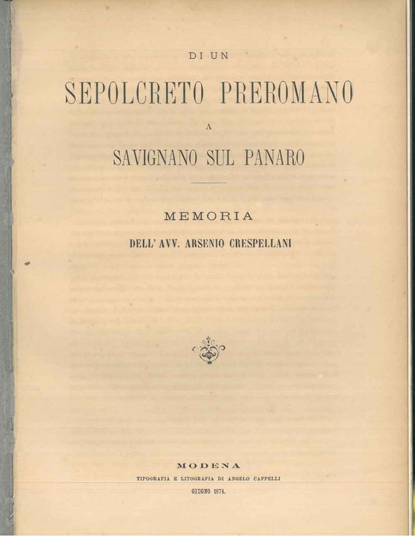 Di un sepolcreto preromano a Savignano sul Panaro