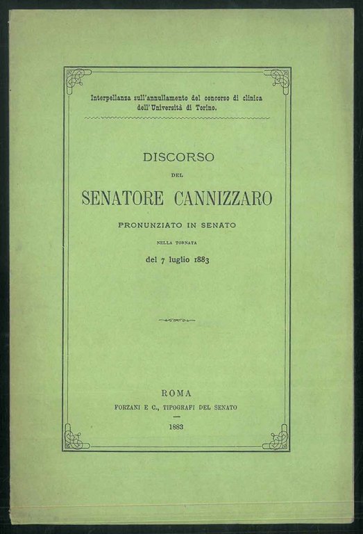 Discorso del senatore Cannizzaro pronunziato in senato nella tornata del …