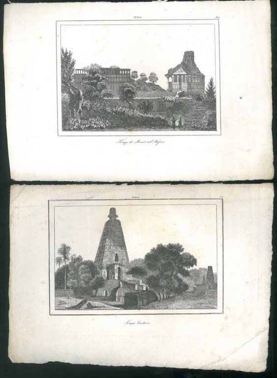 Due incisioni di templi buddisti in India