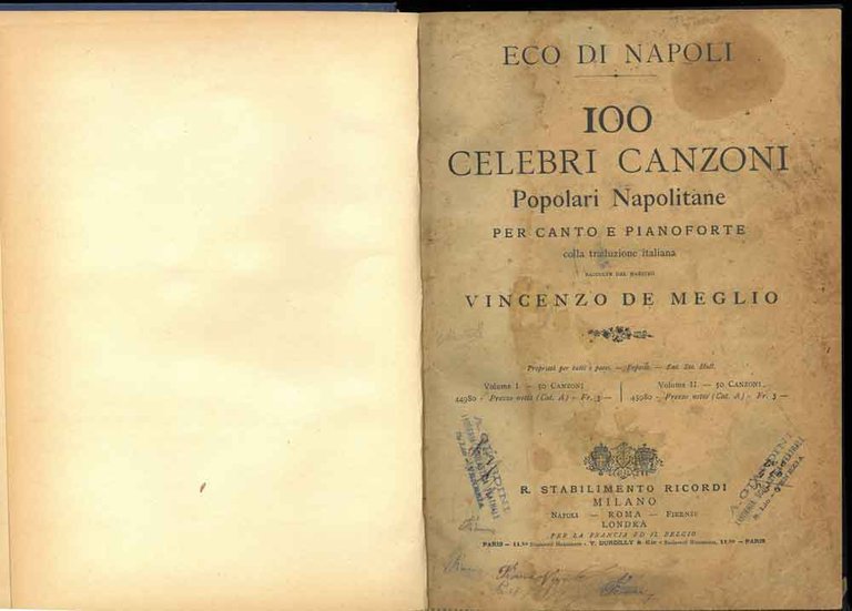 Eco di Napoli. 100 celebri canzoni popolari napolitane per canto …