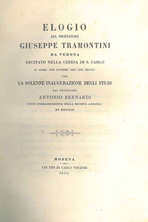 Elogio del professore Giuseppe Tramontini da Verona recitato nella chiesa …