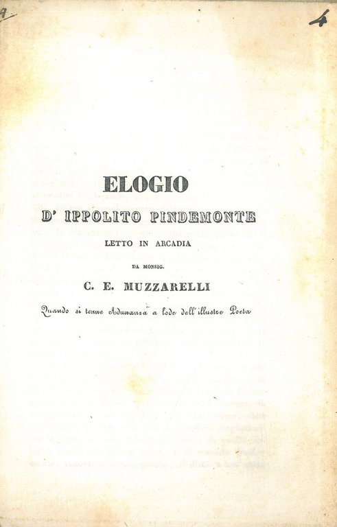 Elogio. Letto in Arcadia da Monsig. C.E Muzzarelli