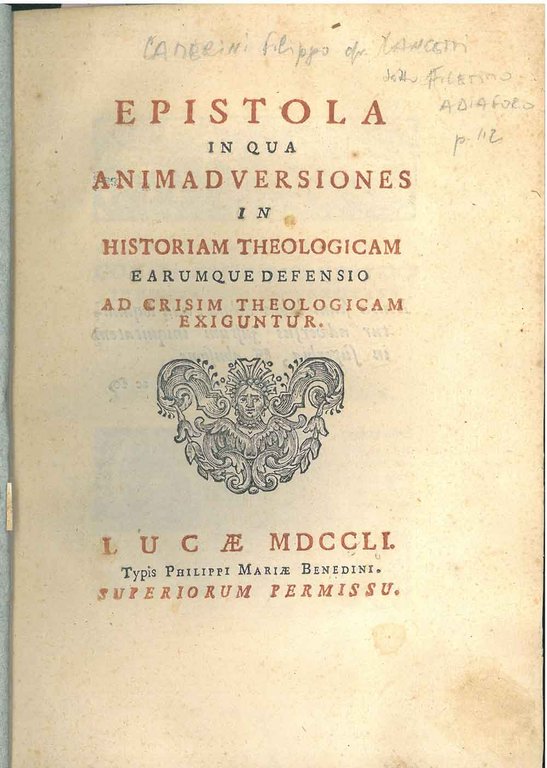 Epistola in qua animadversiones in historiam theologicam earumque defensio ad …