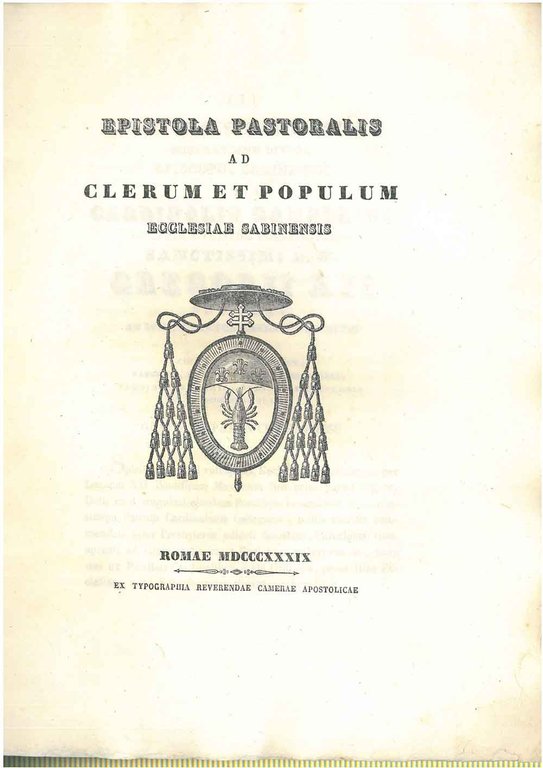 Epistola pastoralis ad clerum et populum ecclesiae sabinensis