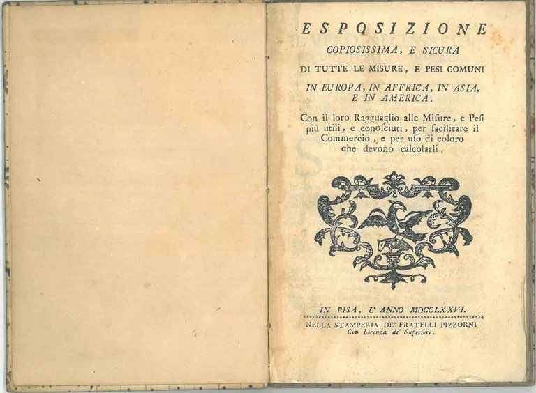 Esposizione copiosissima e sicura di tutte le misure e pesi …