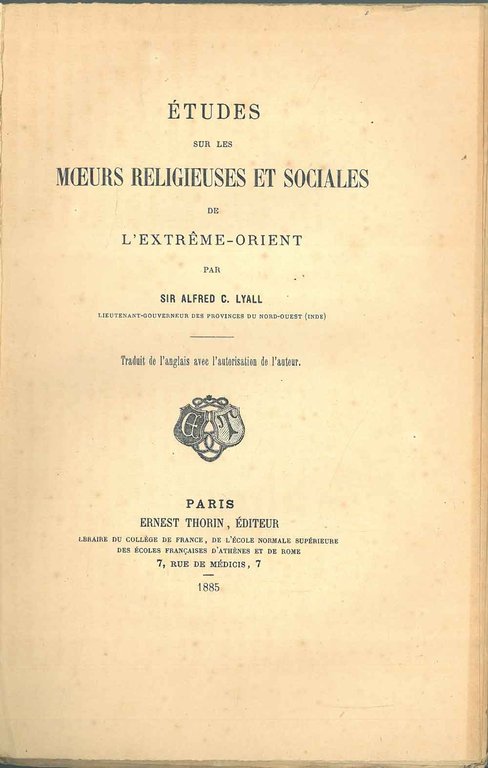 Etudes sur les moeurs religieuses et sociales de l'lextreme - …