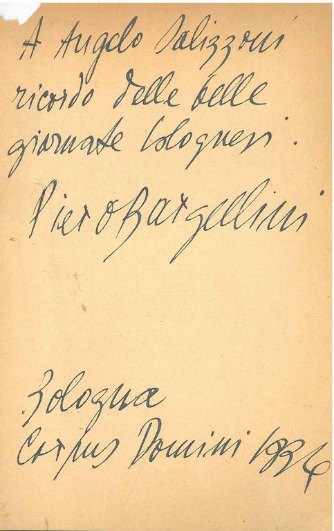 Foglio Bianco datato: "Bologna, Corpus Domini 1934"