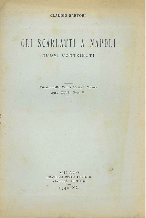 Gli Scarlatti a Napoli. Nuovi contributi. Estratto