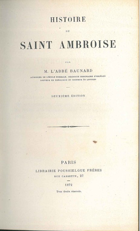 Histoire de Saint Ambroise