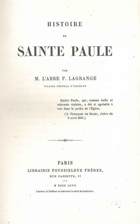 Histoire de Sainte Paule