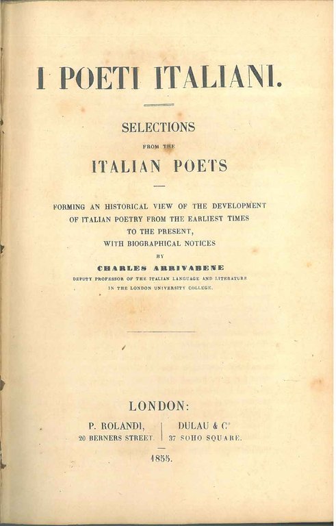 I poeti italiani. Selections from the italian poets forming an …