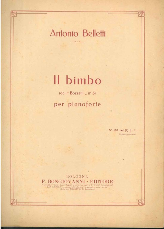 Il bimbo. (Dai Bozzetti, n° 5) per pianoforte