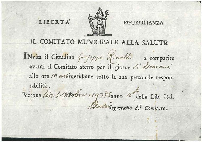 Il comitato municipale alla salute invita il cittadino Giuseppe Rinaldi …