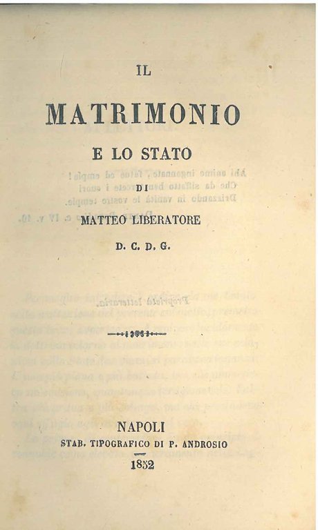 Il matrimonio e lo stato