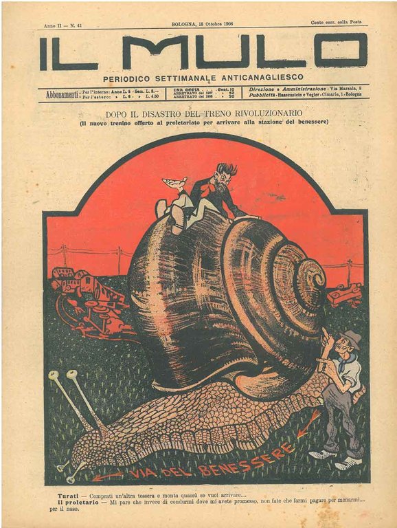 Il Mulo. Periodico settimanale anticanagliesco. 18 ottobre 1908. Anno II …