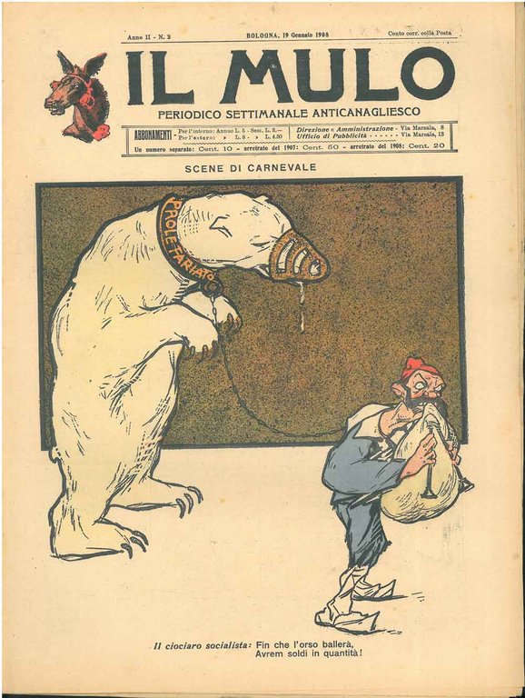 Il Mulo. Periodico settimanale anticanagliesco. 19 gennaio 1908. Anno II …