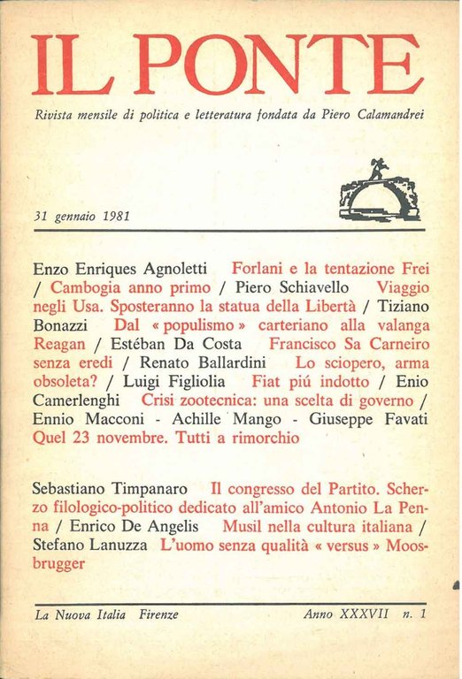 Il Ponte. Rivista mensile di politica e letteratura. Anno XXXVII, …